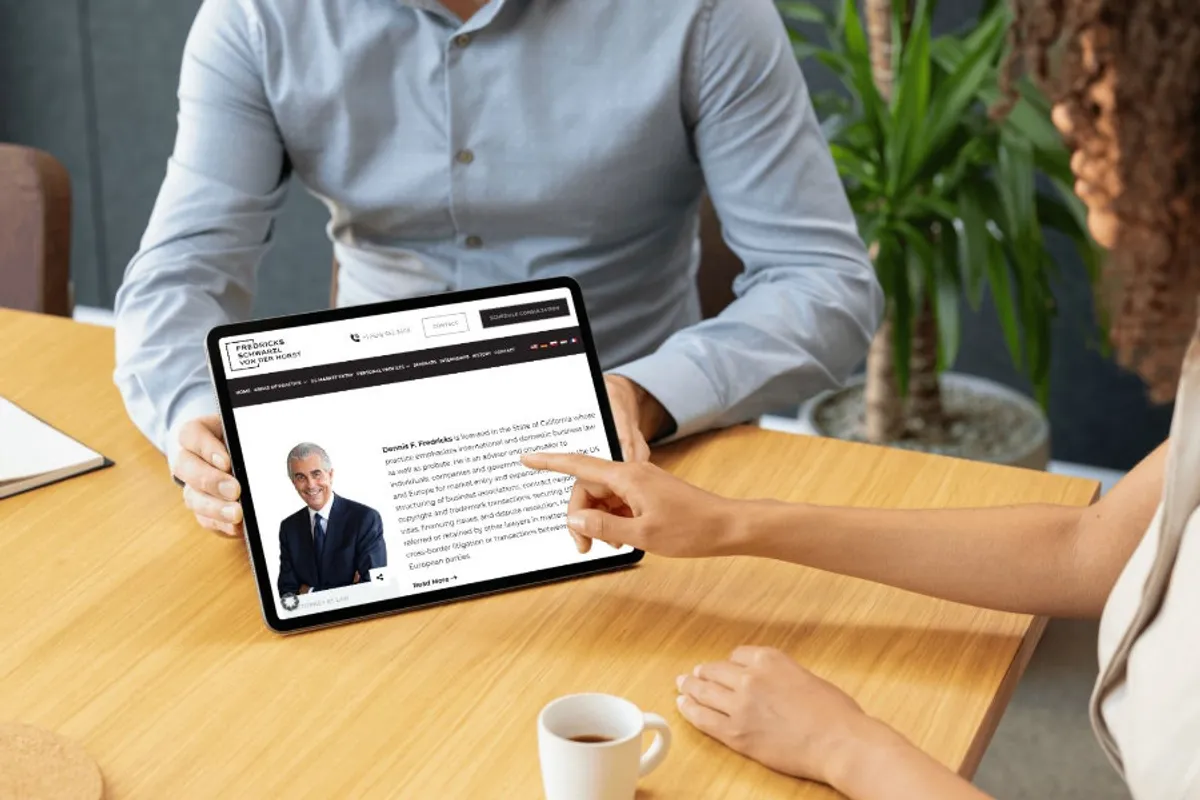 Screenshot: Fredrickslaw.com – Multilinguale Kanzlei-Website für den US-Markt