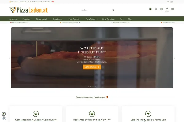 Screenshot: PizzaLaden.at – E-Commerce-Plattform mit JTL-Shop, WaWi und Automatisierungen
